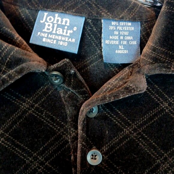 John Blair Vintage Men’s XL Black Velour Polo Sweater – Long Sleeve, Collared - Picture 4 of 7